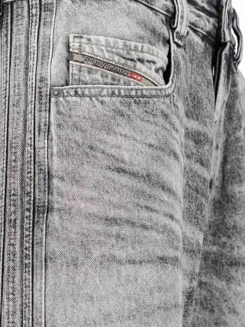 Diesel Washed Grey Relaxed-Fit Denim Pants With Classic Five-Pocket Design