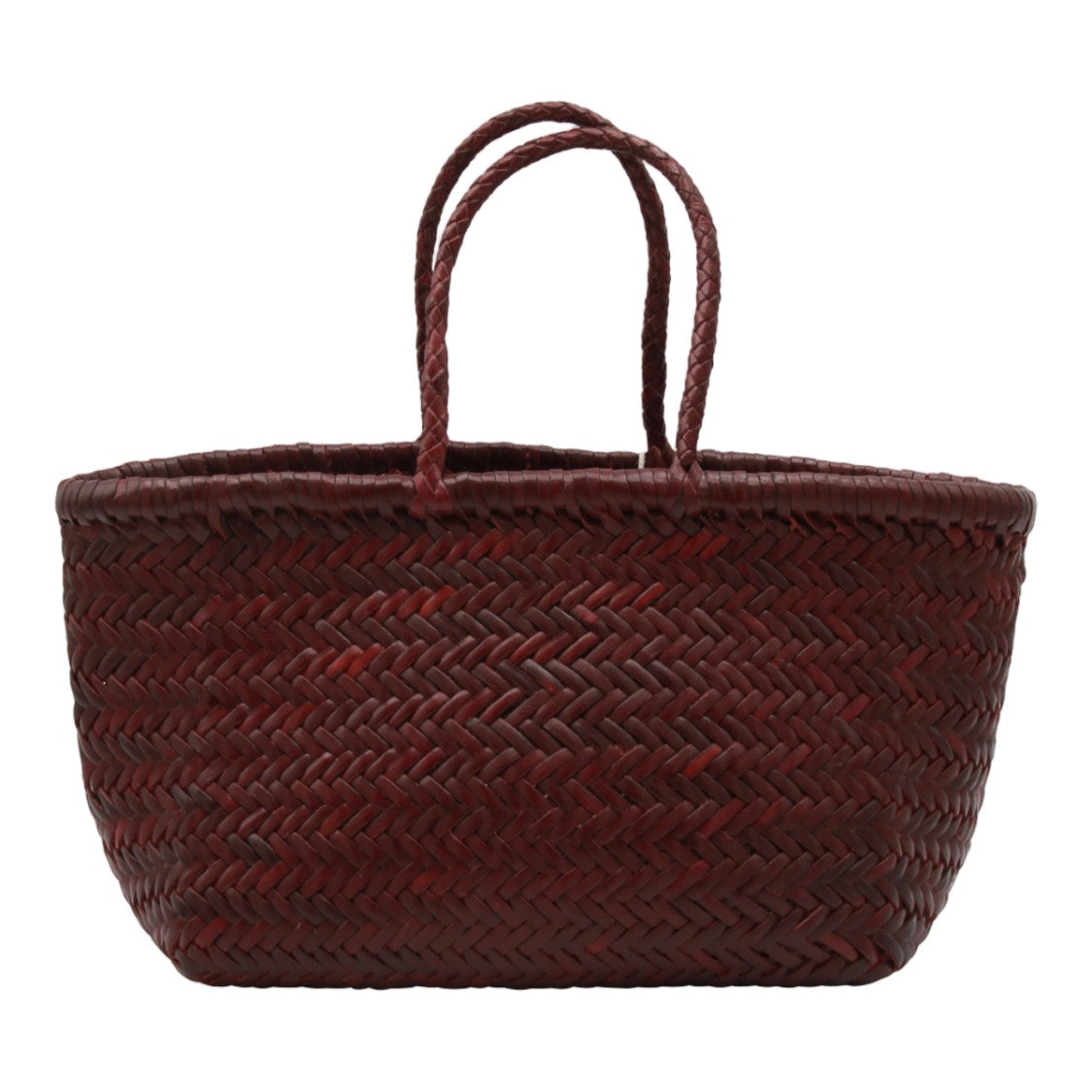 Dragon Diffusion Brown Rectangular Woven Braided Handle Handbag