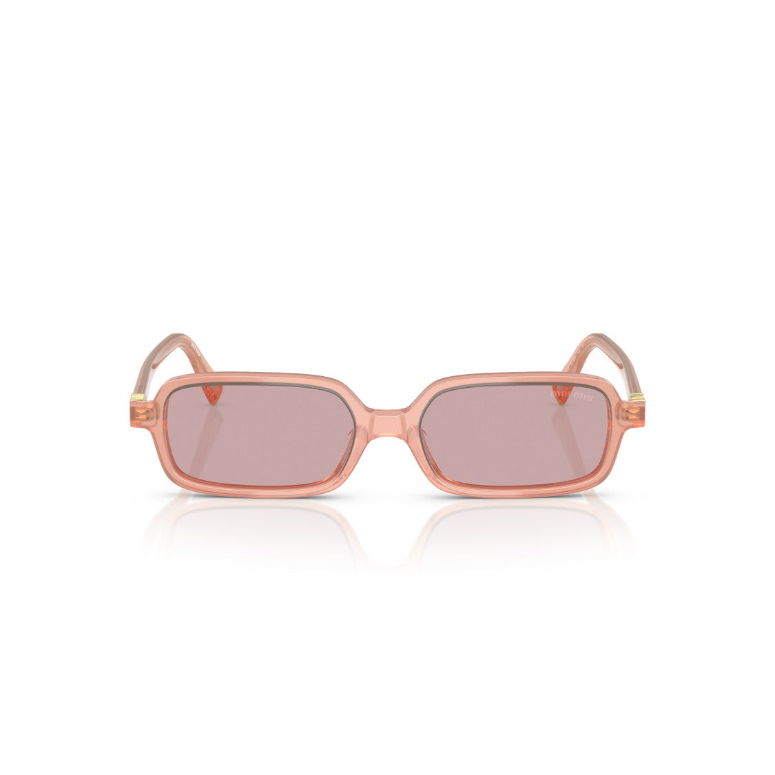 Miu Miu 0Mu 11Zs Translucent Peach Rectangular Sunglasses