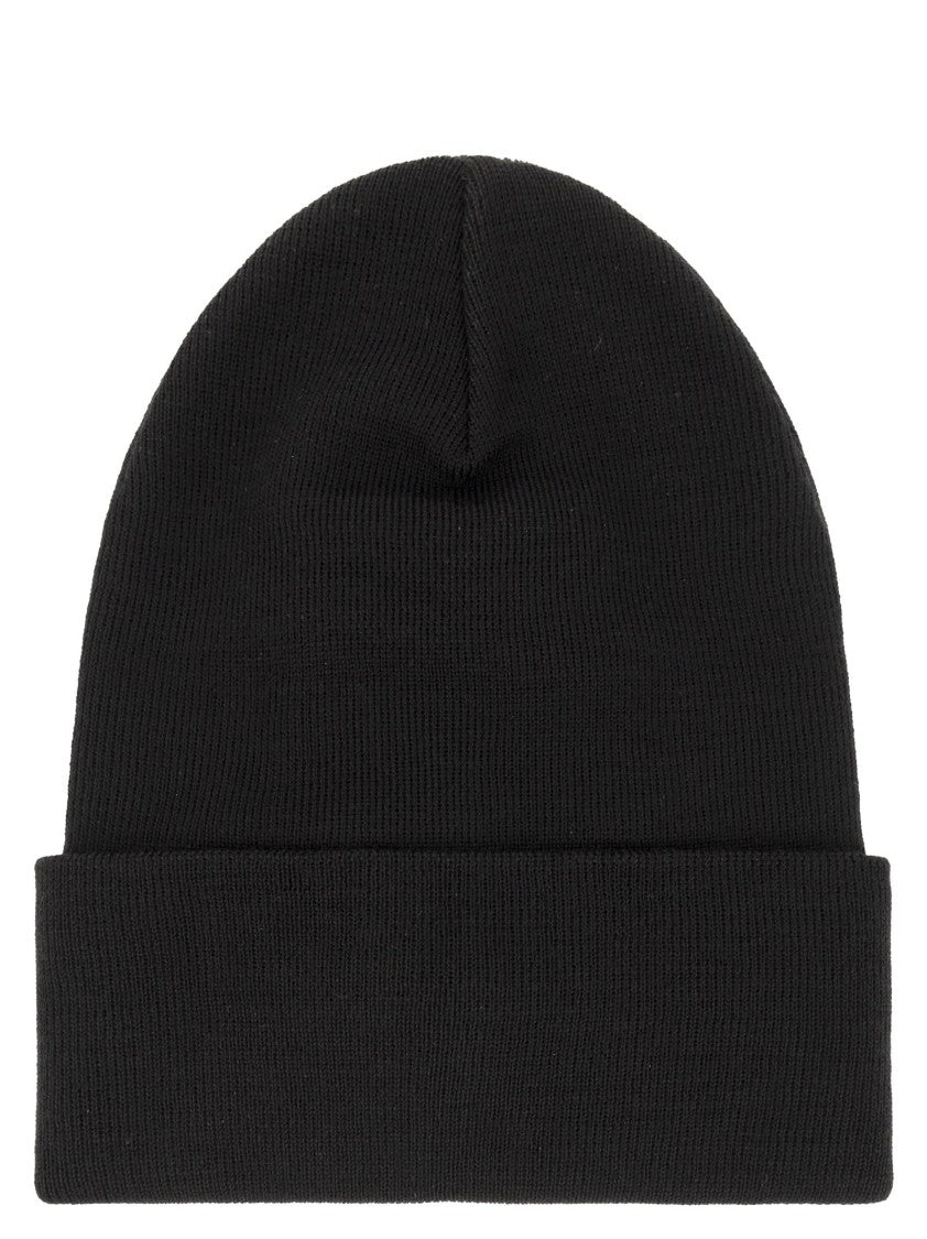 Moncler Grenoble Ribbed Knit Wool Beanie With Logo Appliqué