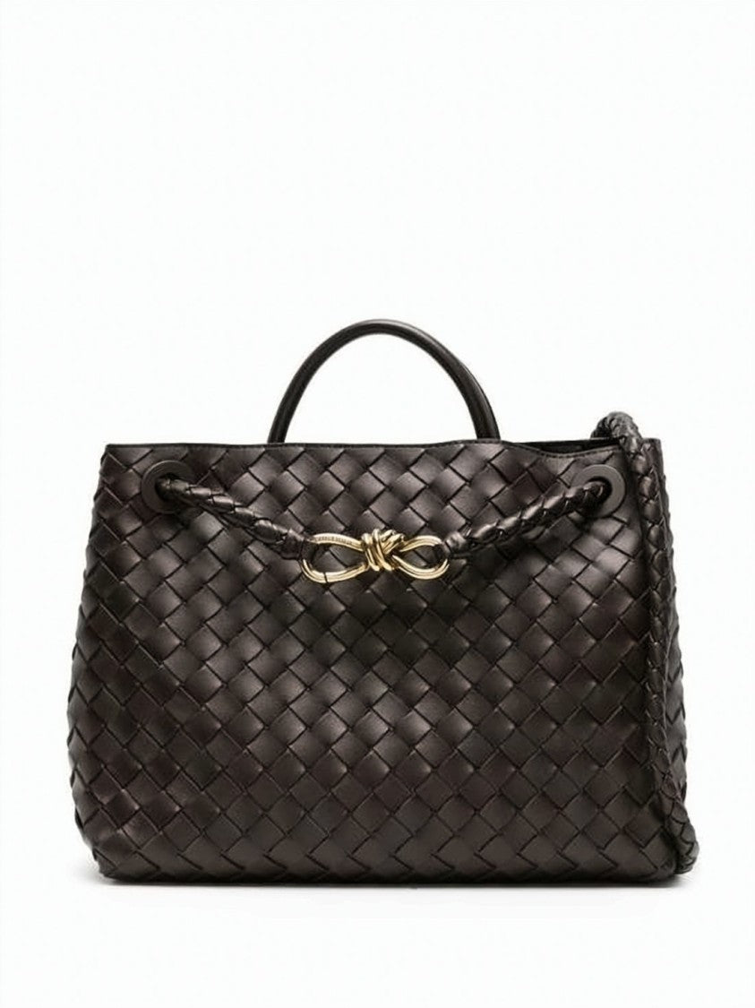 Bottega Veneta Medium Woven Lambskin Handbag With Braided Strap
