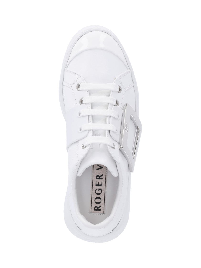 Roger Vivier "Viv' Skate" Sneakers, In White Leather