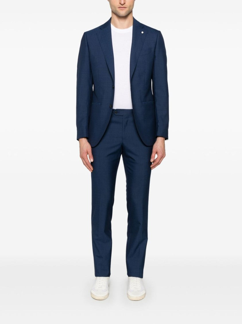 Luigi Bianchi Navy Blue Tailored Wool Suit