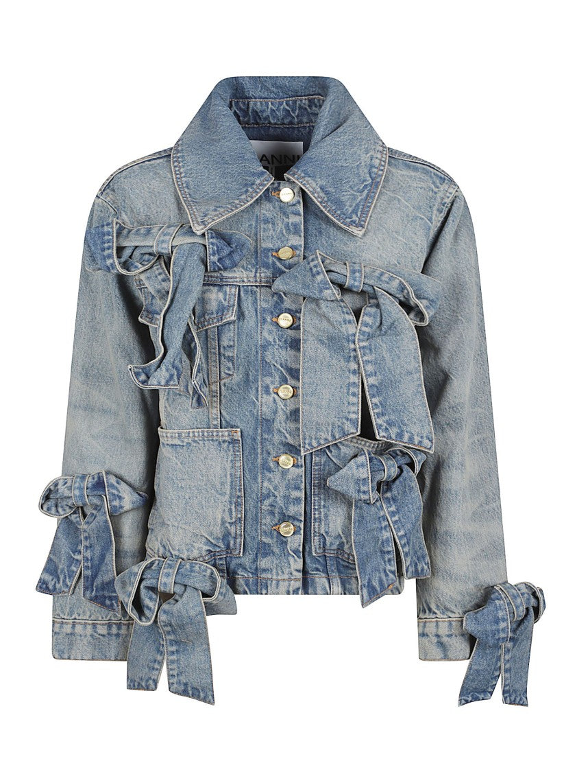 Ganni Cropped Light Blue Denim Jacket
