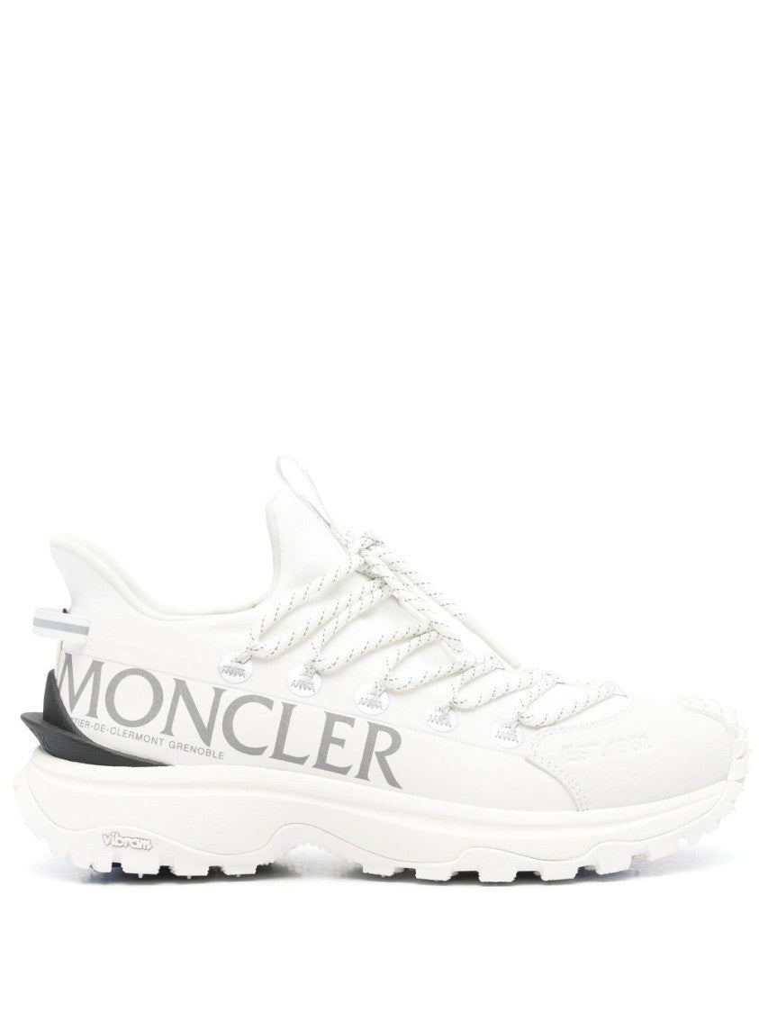 Moncler White Sneakers With Textured Sole And Prominent Logo