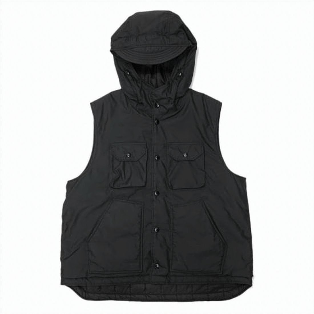 Engineered Garments Hooded Utility Vest With Quilted Interior And Flap Pockets