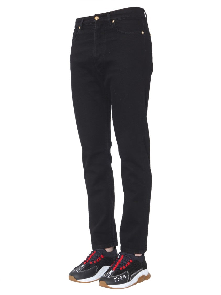 Versace Slim Fit Jeans With Concealed Button Closure