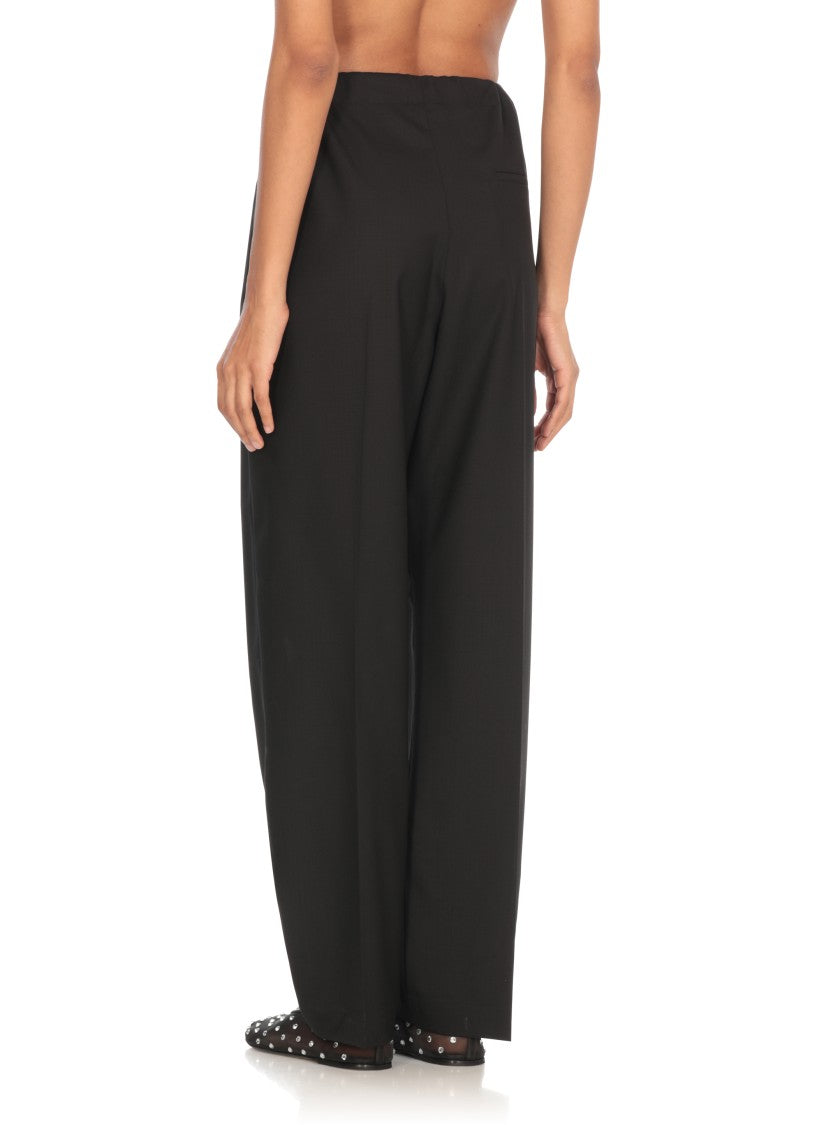 Khaite Black Wool And Silk Pants