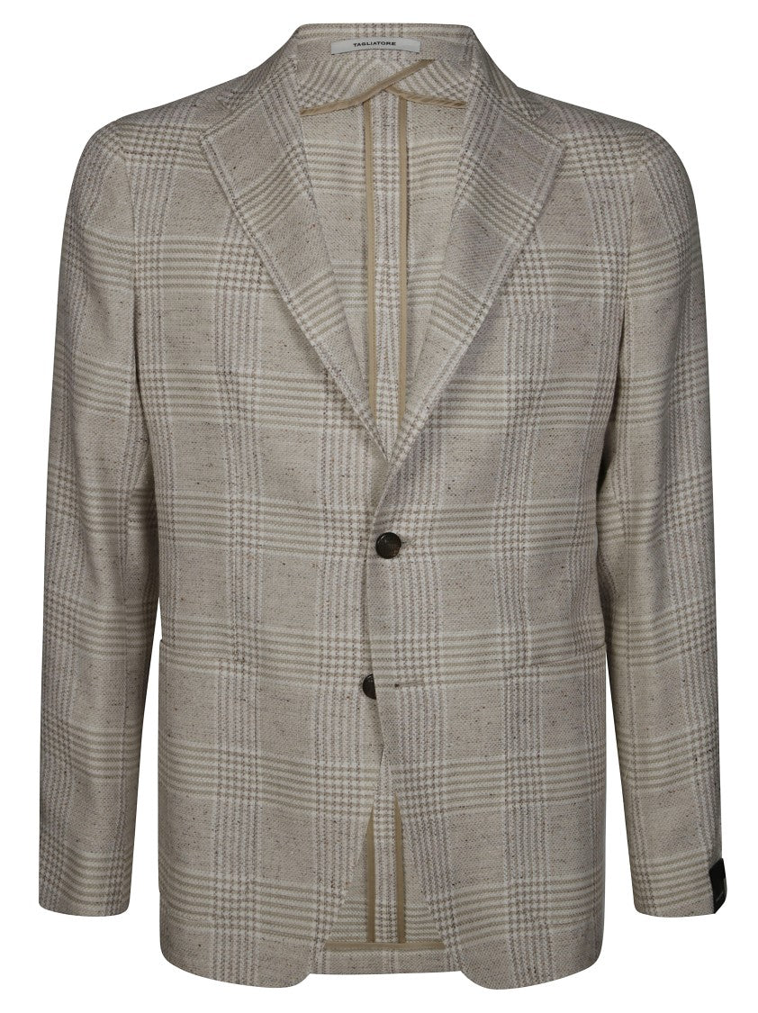 Tagliatore Slim-Fit Single-Breasted Plaid Jacket With Notch Lapels