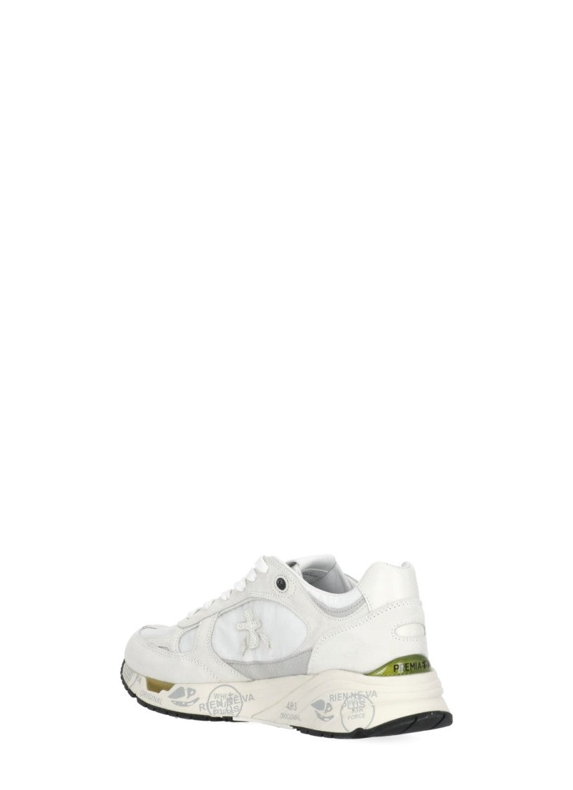 Premiata White Mased 7823 Suede-Blend Sneakers