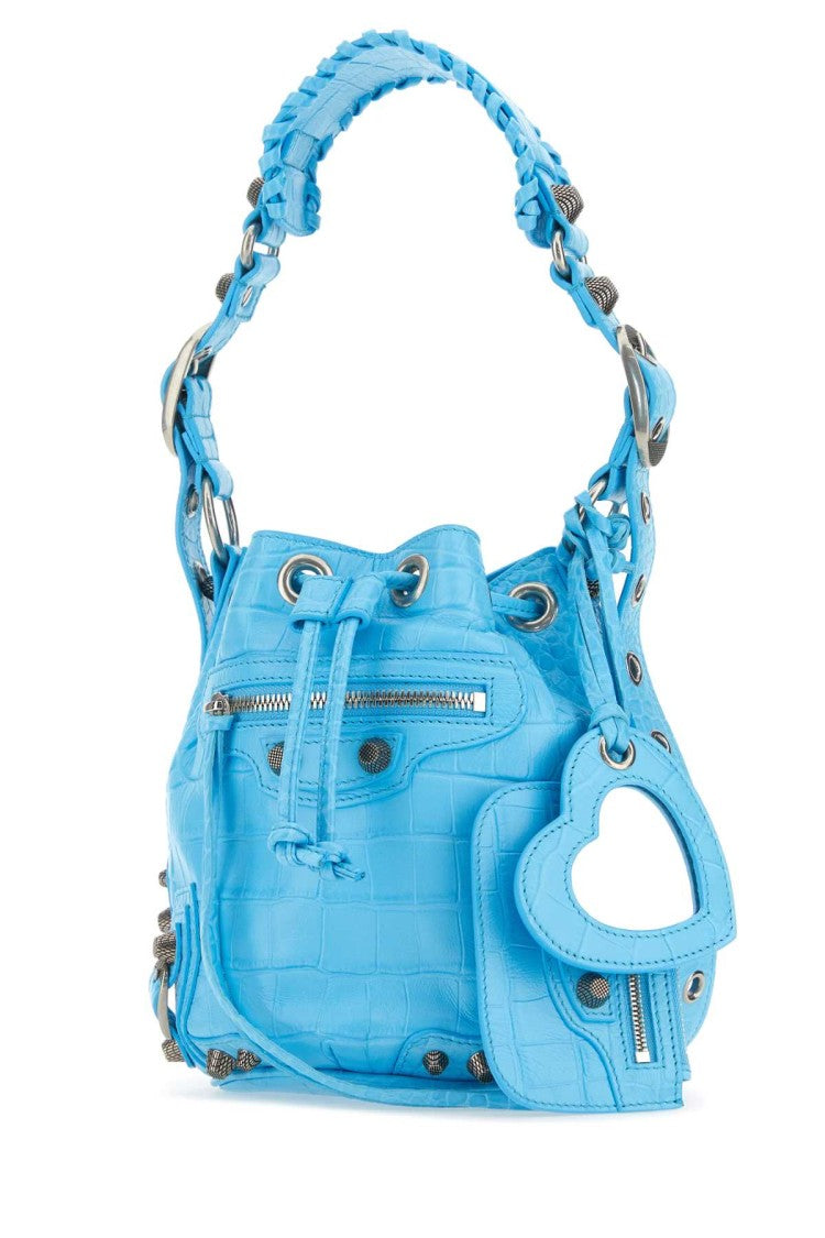 Balenciaga Light-Blue Leather Le Cagole Xs Bucket Bag