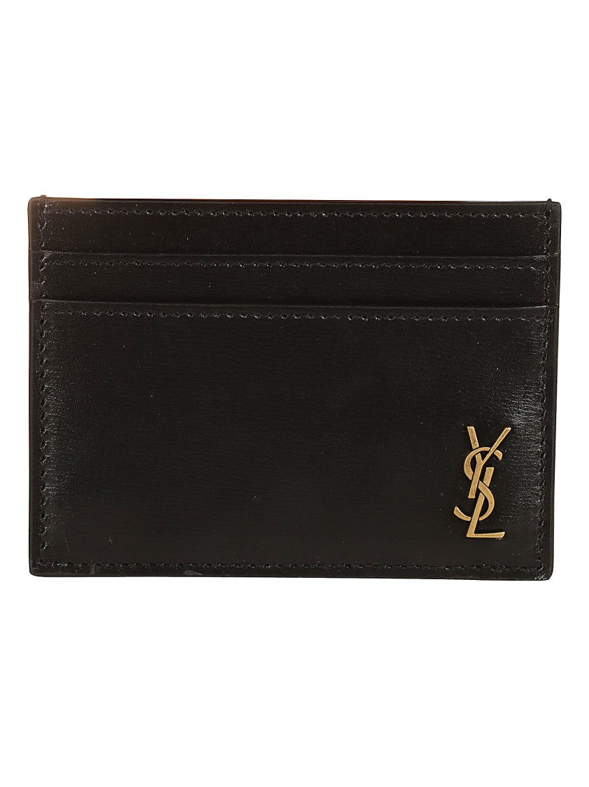 Saint Laurent Calfskin Leather Wallet With Embossed Logo