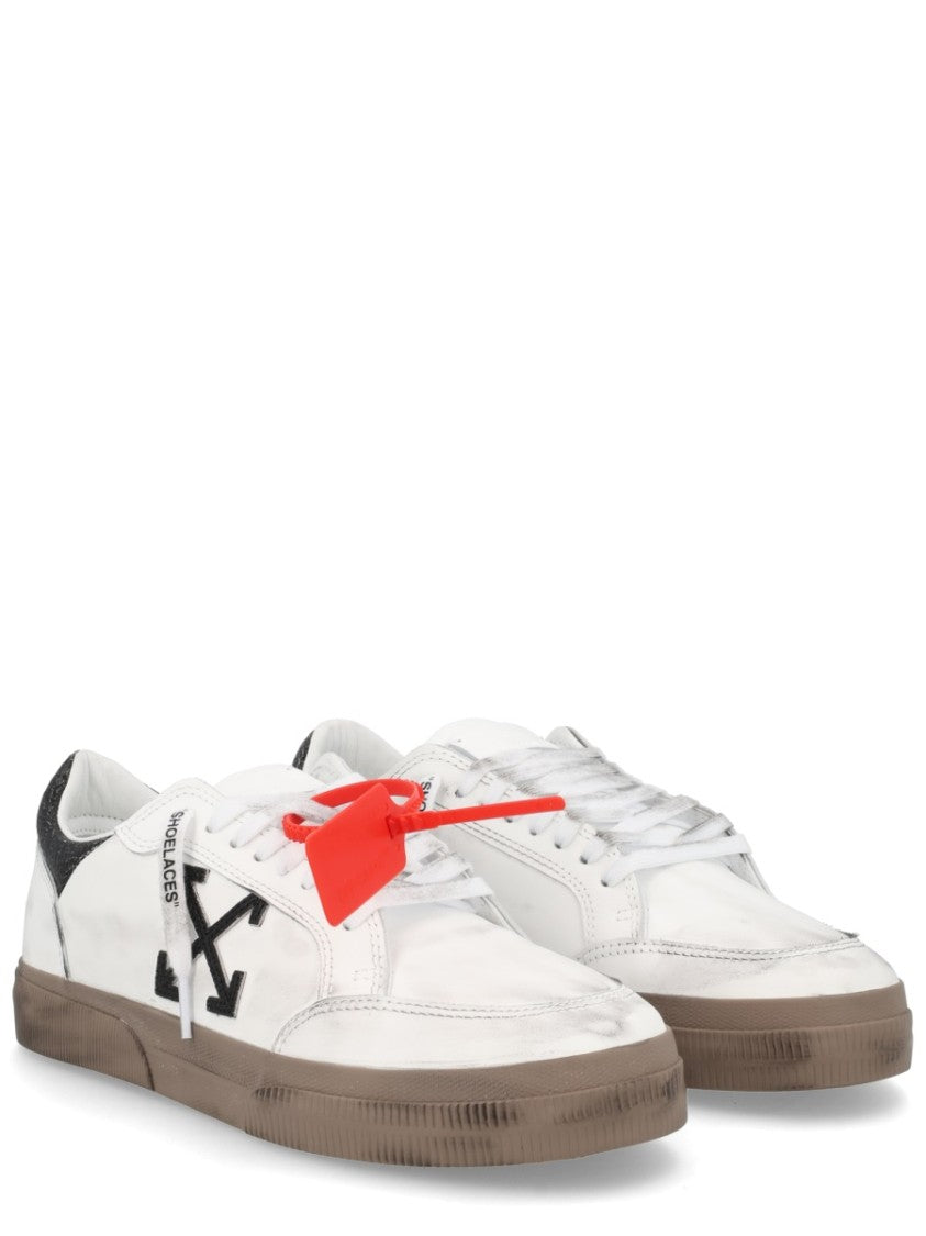 Off-White Vulcanized Leather Distressed Arrow Sneakers