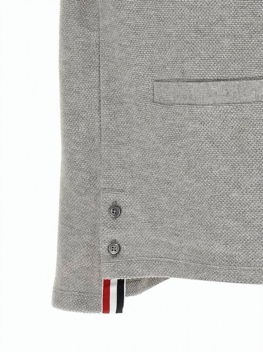 Thom Browne Textured Knit Cardigan With Striped Accents