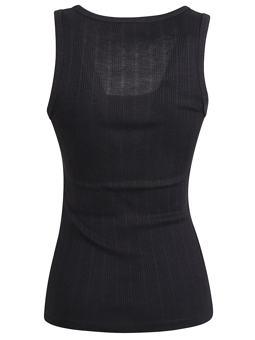 Patou Fitted Black Top With Ribbed Texture