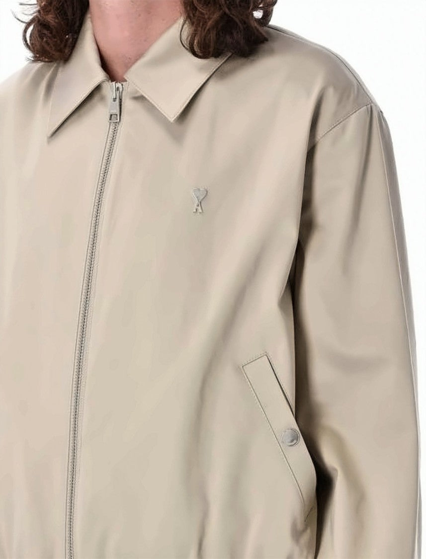 Ami Paris Minimalist Front-Zipper Jacket With Classic Collar And Structured Finish