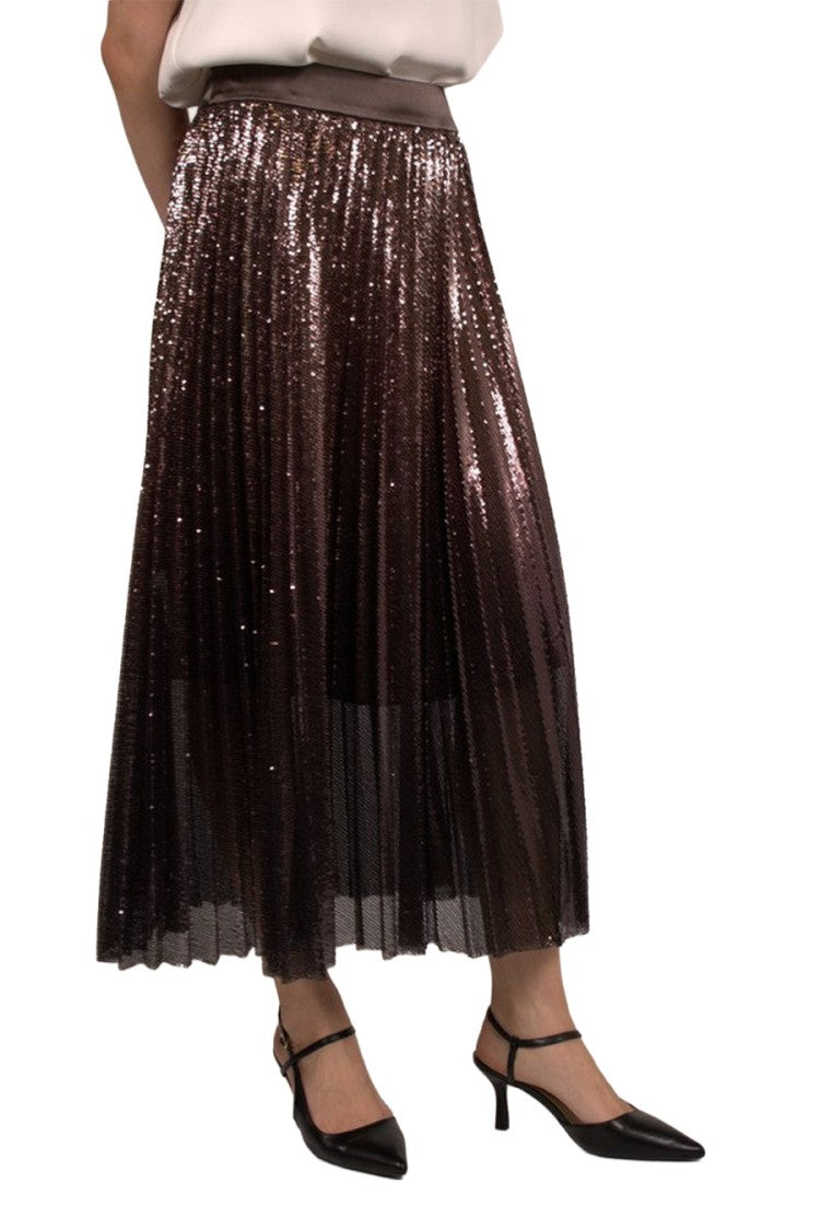 Peserico Brown Crepe Midi Skirt