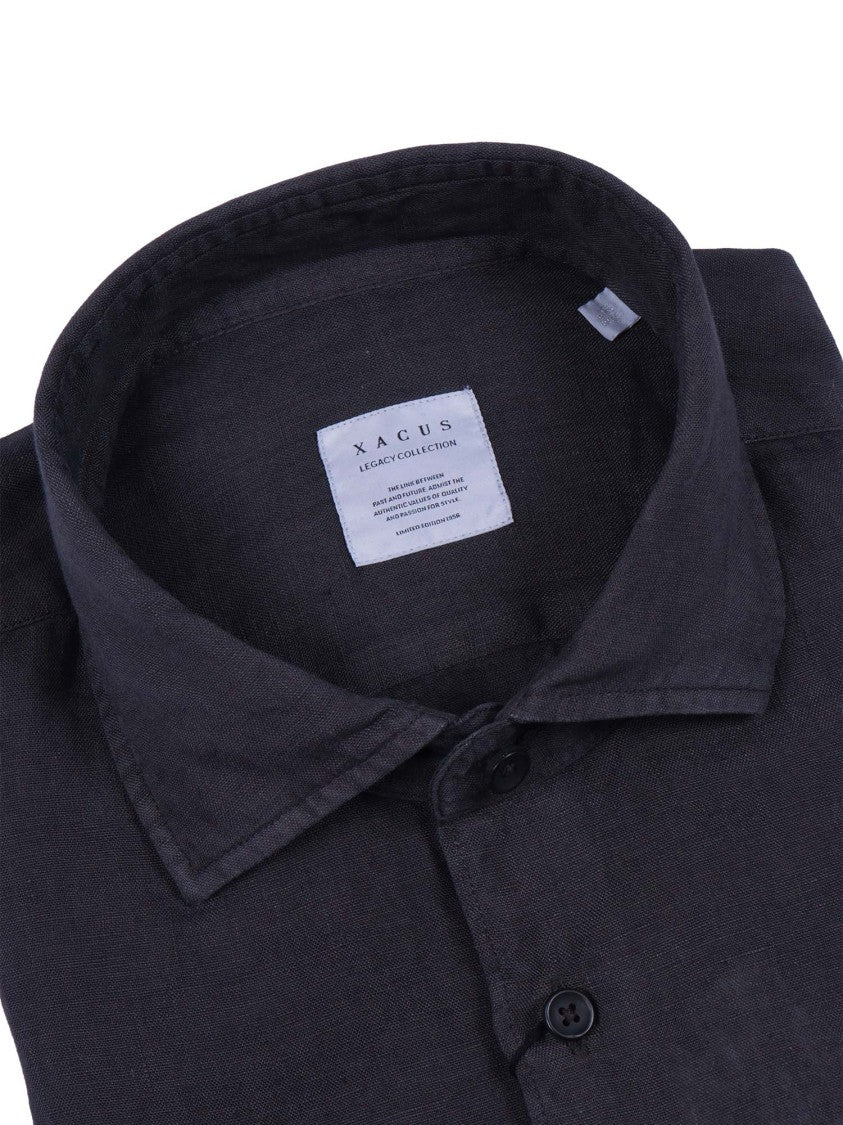 Xacus Blue Button-Up Linen Shirt