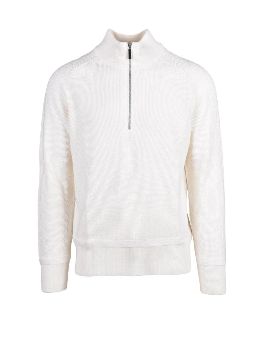 Kangra Extrafine Merino Wool Zip Mock Neck Sweater