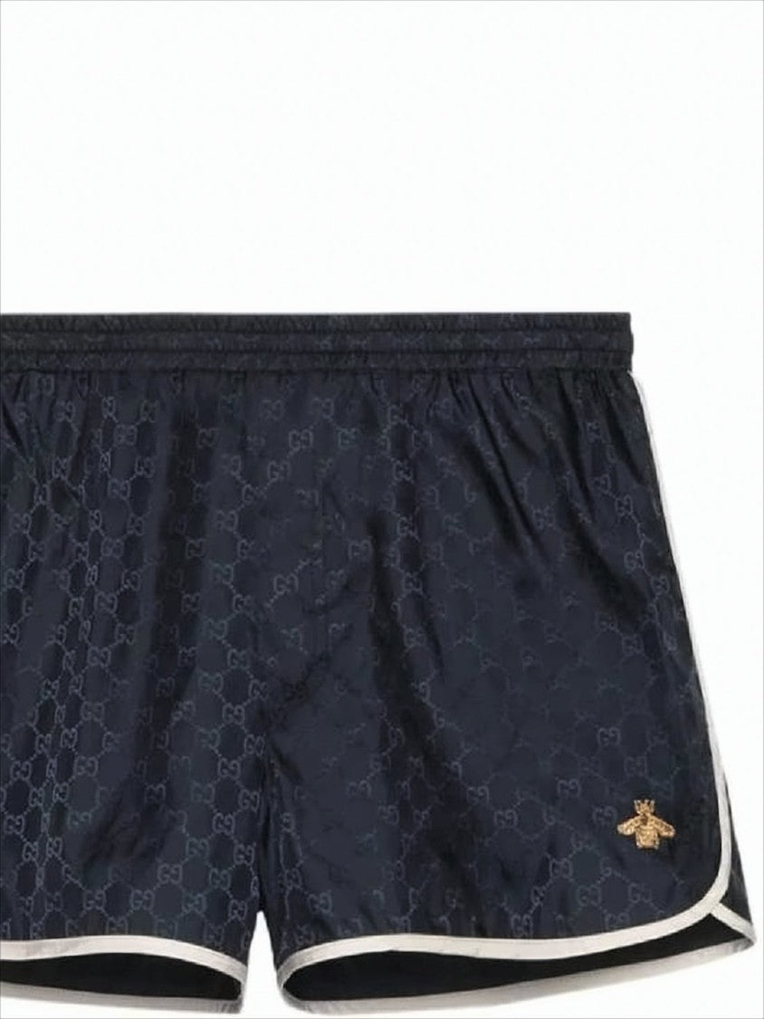 Gucci Sporty Black Shorts With Monogram Pattern