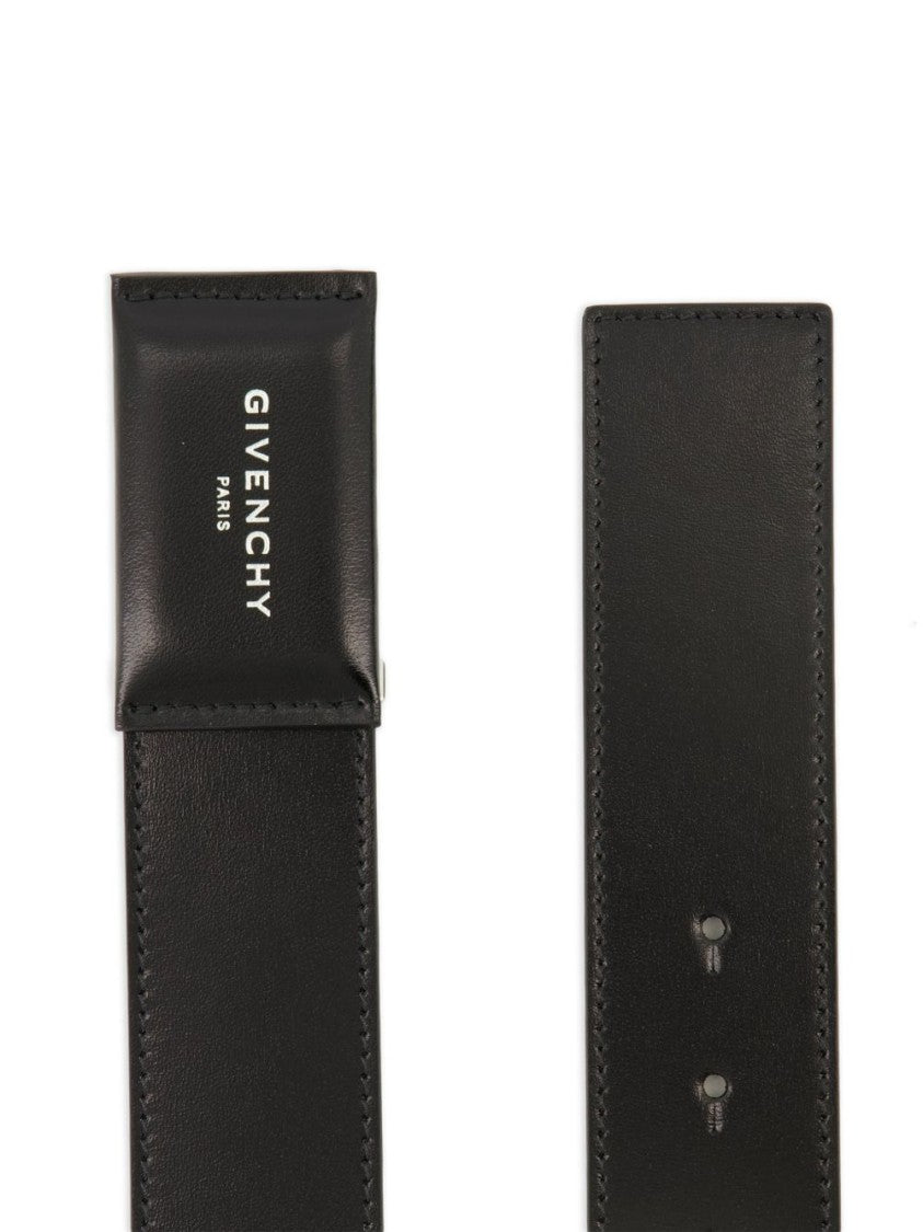 Givenchy Refined Black Belt With Polished Buckle