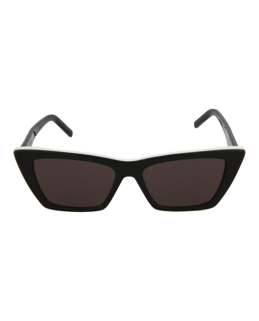 Saint Laurent Cat-Eye Acetate Sunglasses With Bold Black Front And Contrasting White Temples