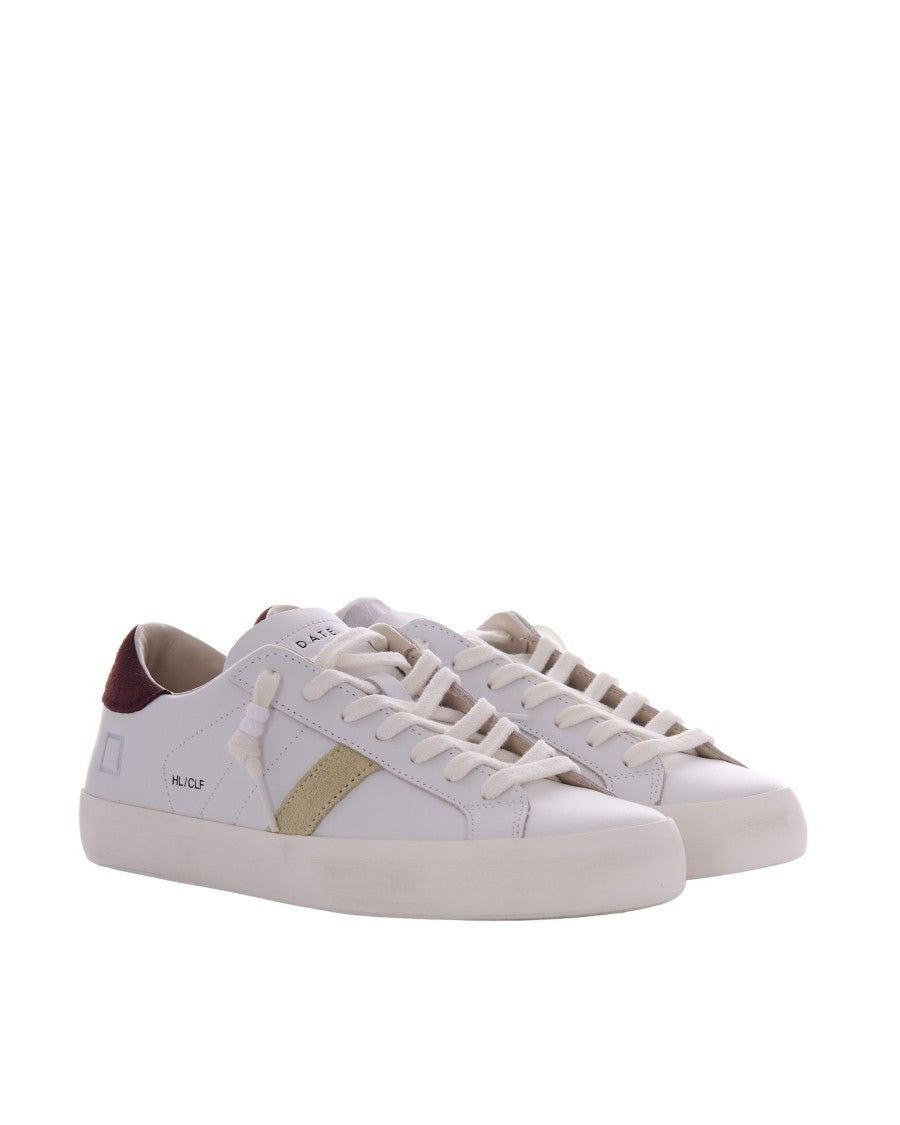 D.A.T.E White And Chocolate Hill Low Calf Sneakers