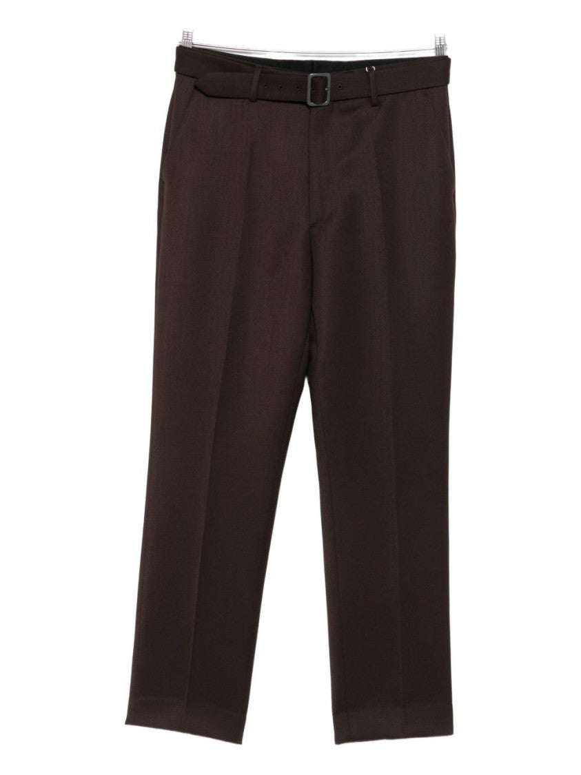 Mm6 By Maison Margiela Tailored Brown Trousers With Square Buckle