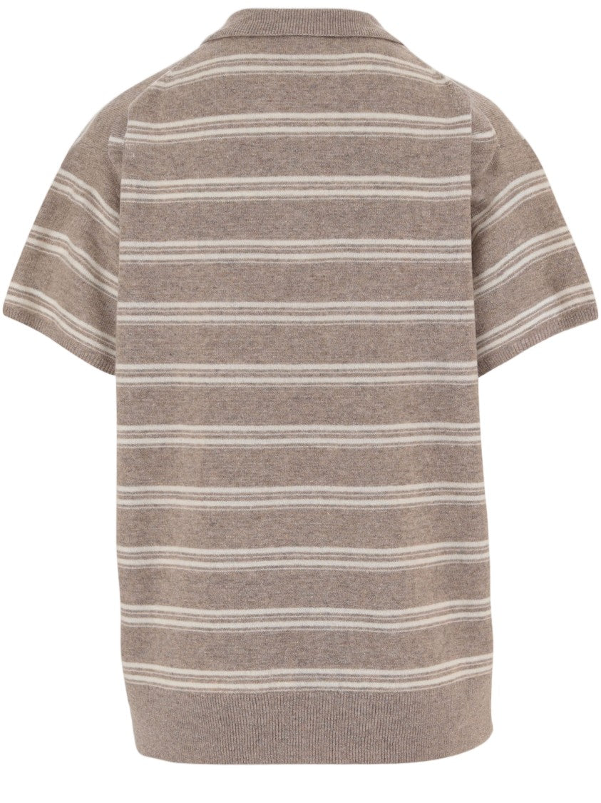 The Garment Beige Striped Wool-Cashmere Polo Shirt
