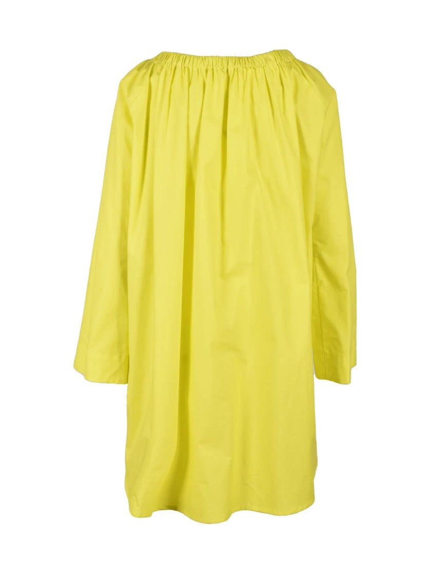Douuod Yellow Loose-Fitting Elasticized Cotton Day Dress