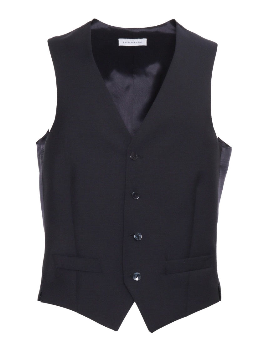 Luigi Bianchi Tailored Blue Gilet With Satin Back