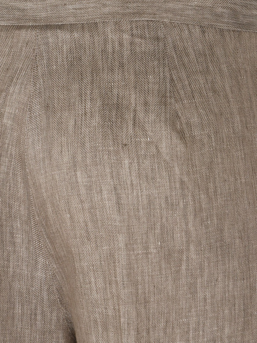 Max Mara Wide-Leg Palazzo Trousers With Herringbone Weave