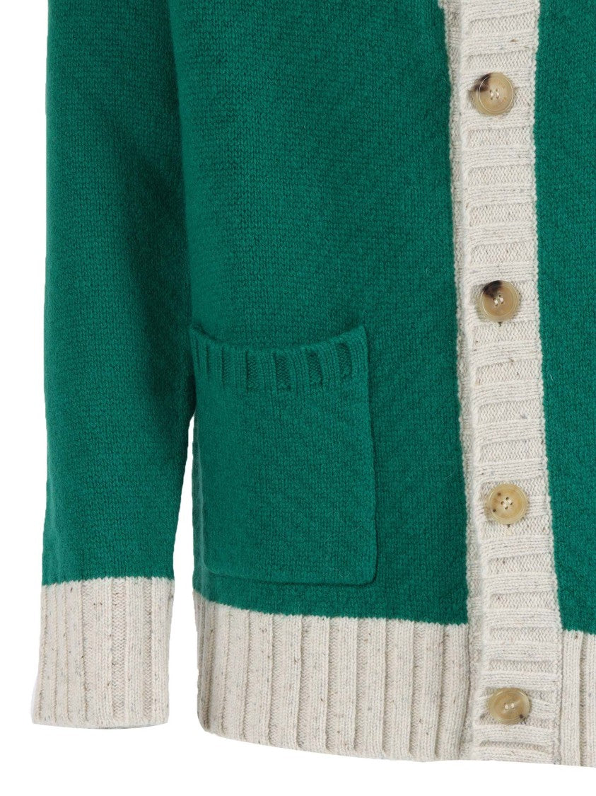 Ballantyne T-Neck Wool Cardigan With Button-Up Front