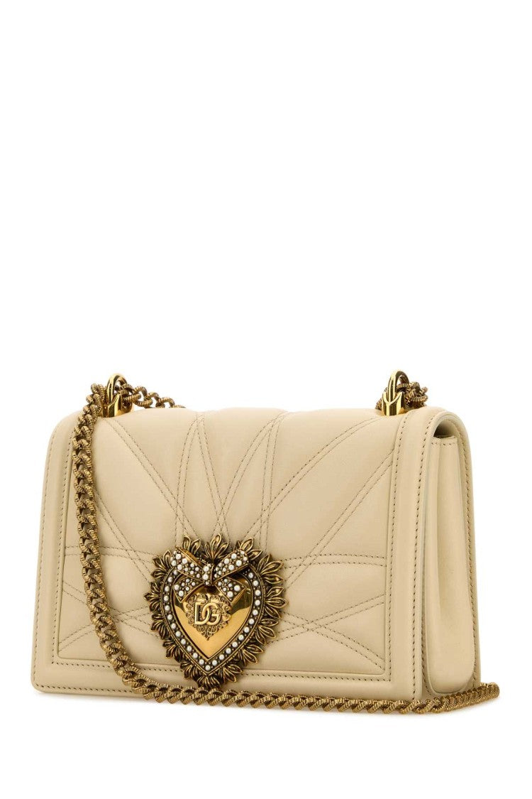 Dolce & Gabbana Ivory Nappa Leather Devotion Shoulder Bag
