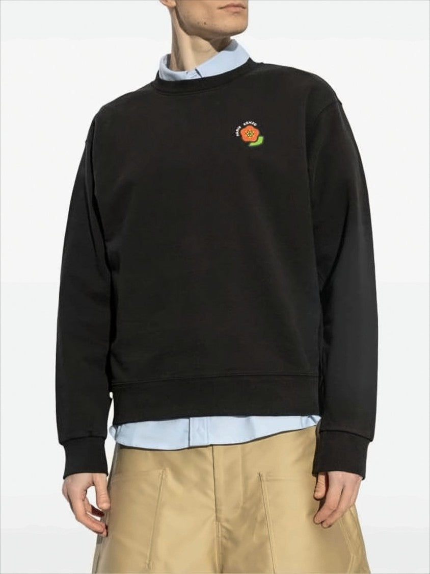 Kenzo Relaxed-Fit Black Long-Sleeve Sweatshirt With Floral Graphics