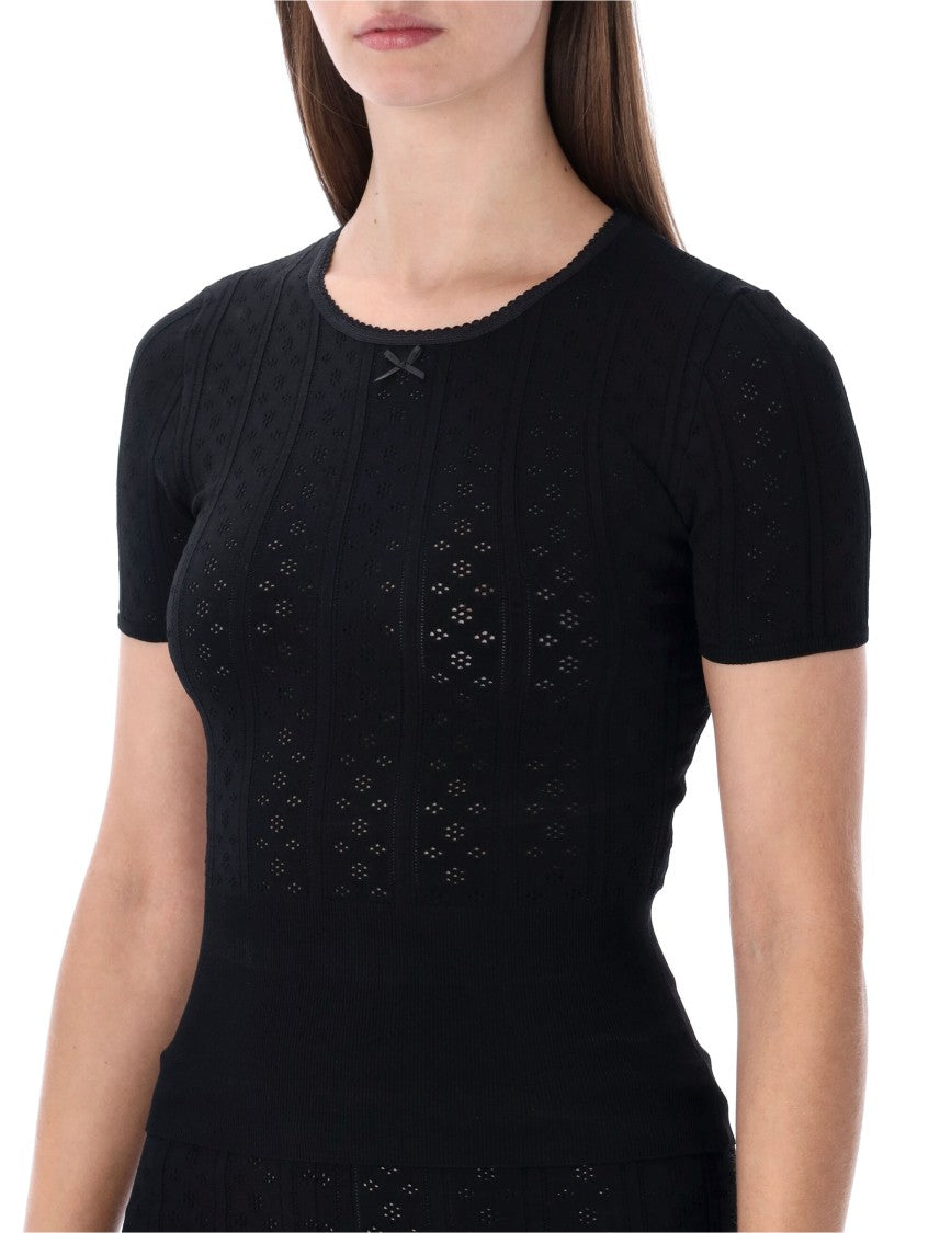 J. W. Anderson Pointelle Knit T-Shirt With Scalloped Neckline