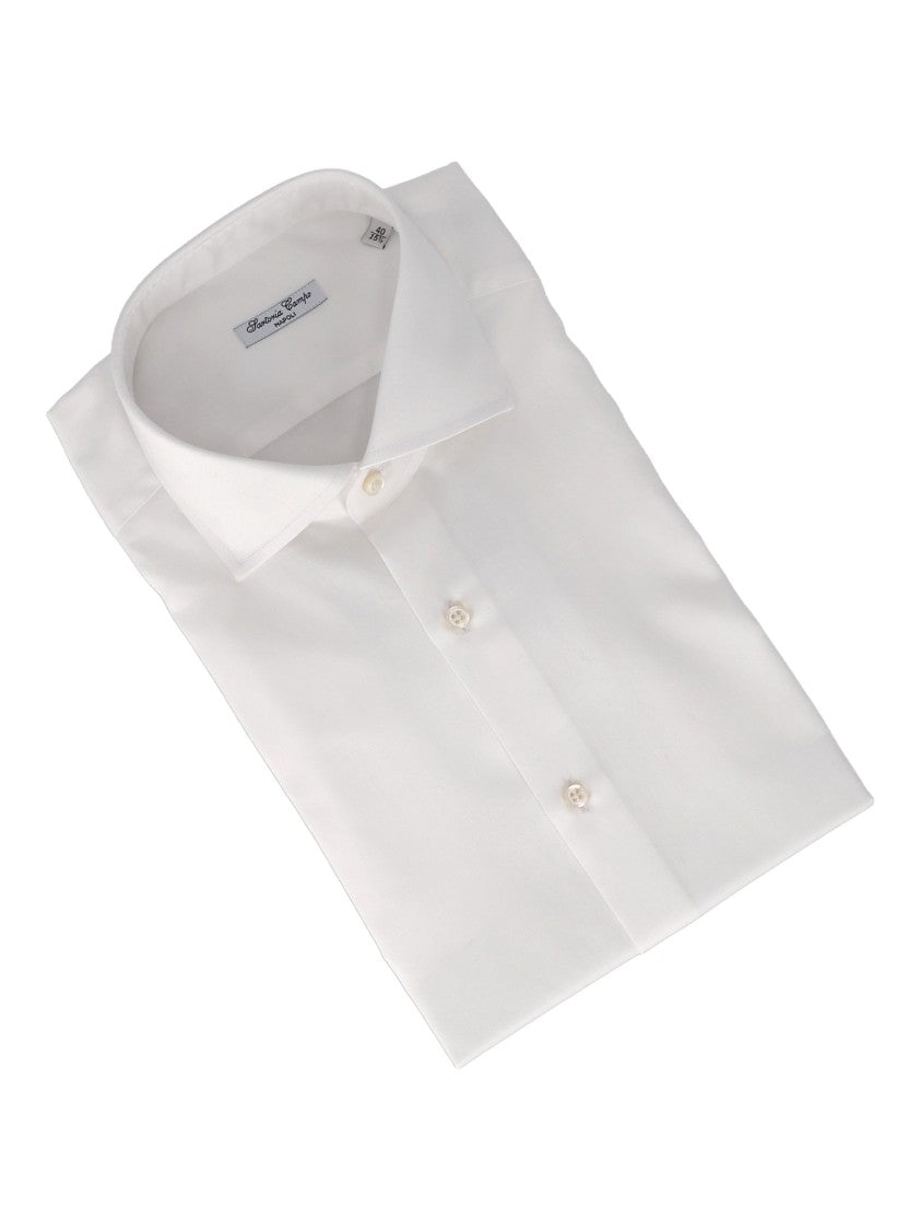 Sartoria Del Campo-Sonrisa White Tailored Crisp Collar Button-Down Dress Shirt