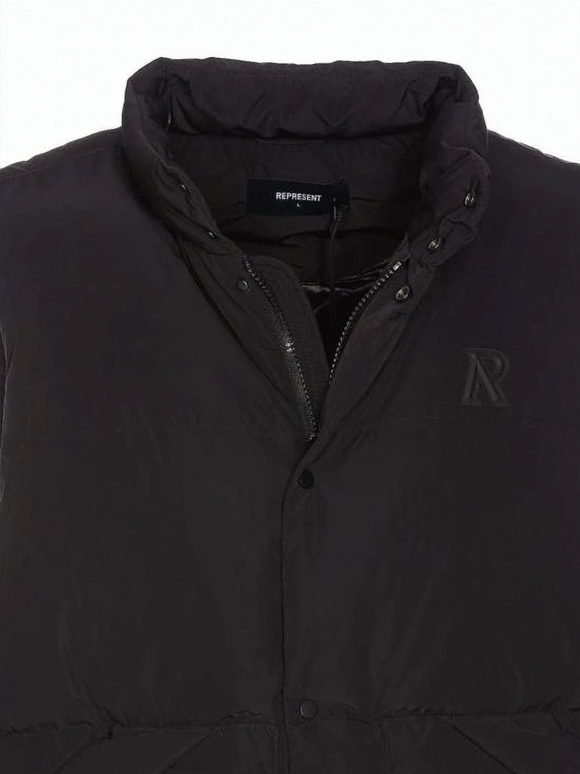 Represent Quilted Padded Vest With High Collar And Snap-Button Closure