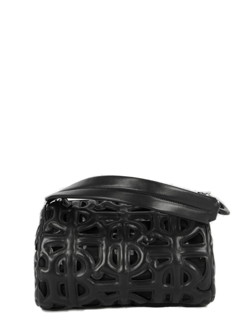 Burberry Structured Black Calf Grain Leather Bag