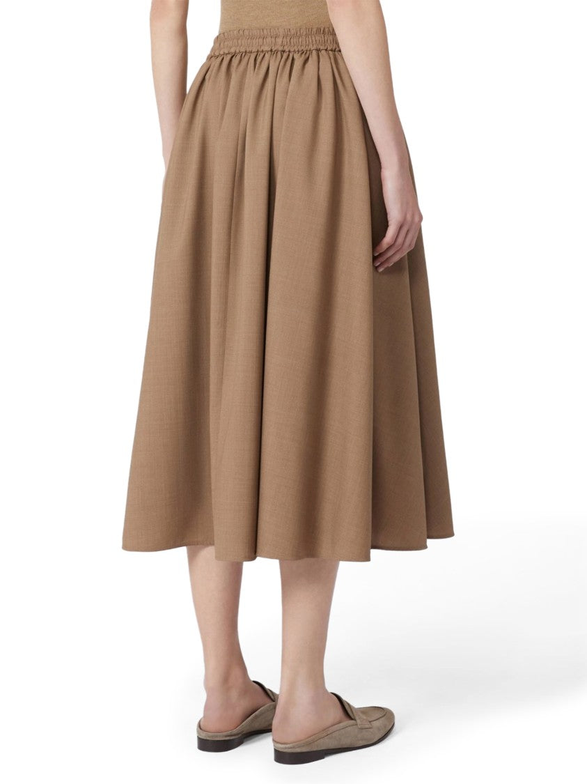 Max Mara Knee-Length Virgin Wool Skirt With Gathered Waistband