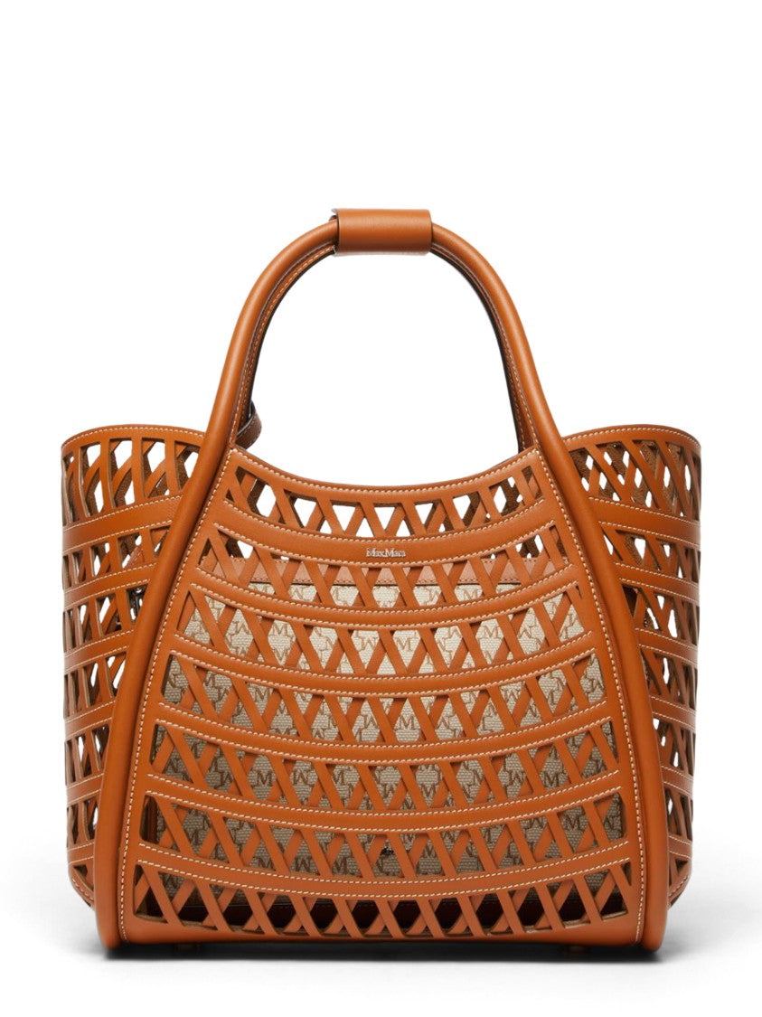 Max Mara Open-Weave Handbag With Geometric Cutouts