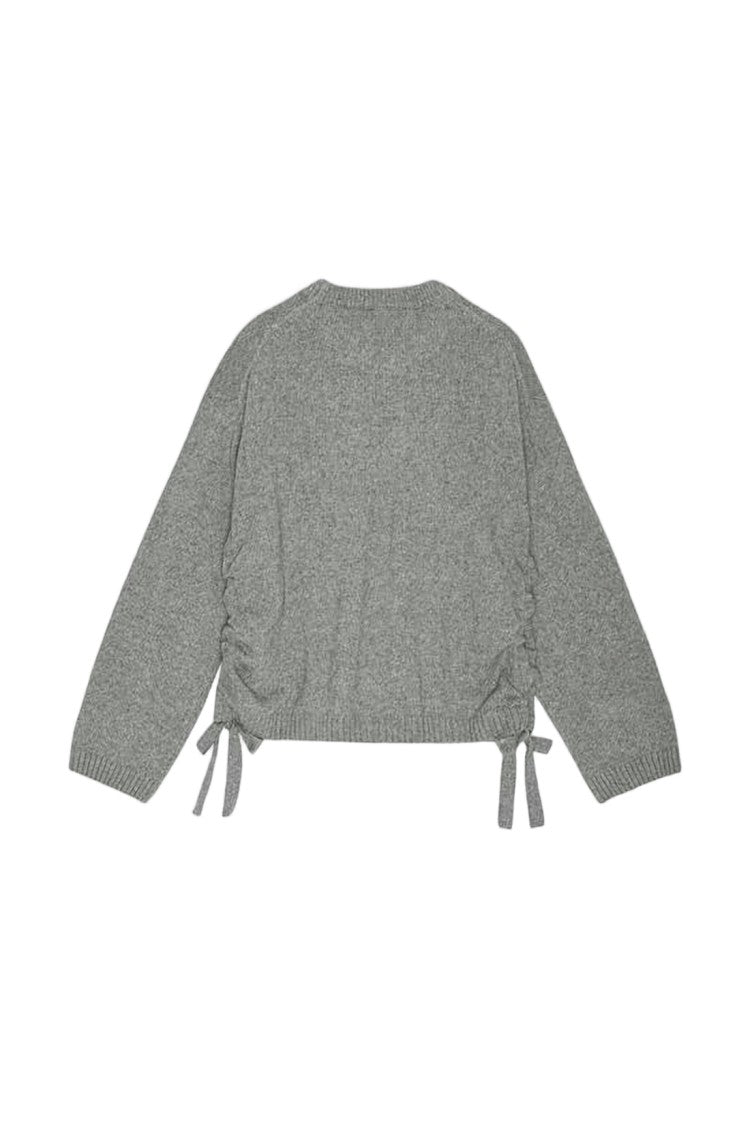 Ganni Grey Knit Sweater With Cropped Fit