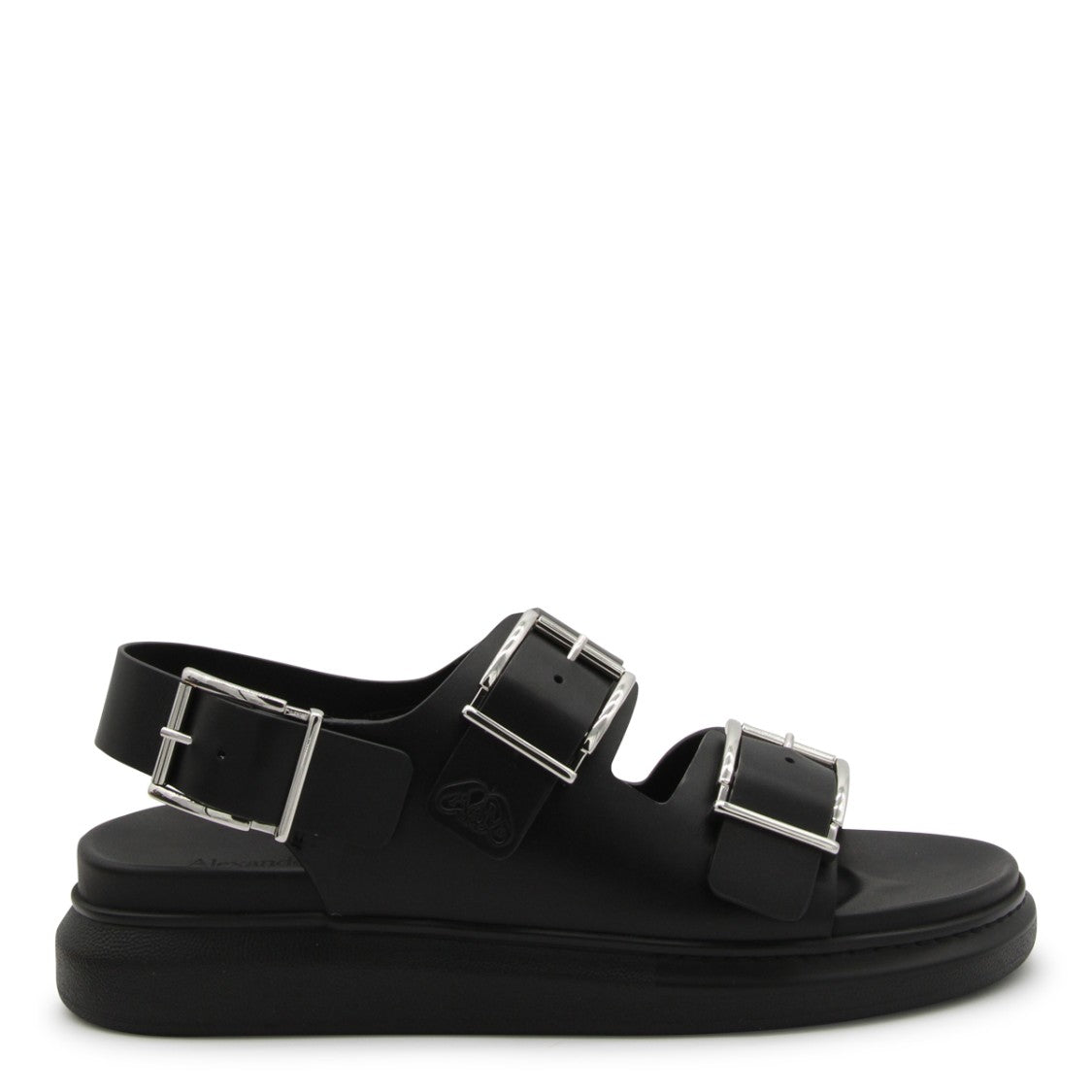 Alexander Mcqueen Black Leather Double-Strap Design Sandals