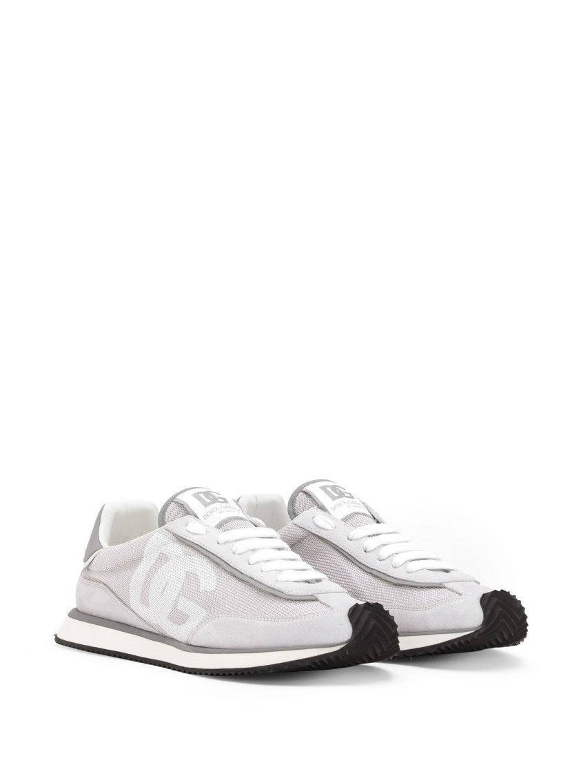 Dolce & Gabbana Black Low-Top Leather Mesh Cushioned Sneakers