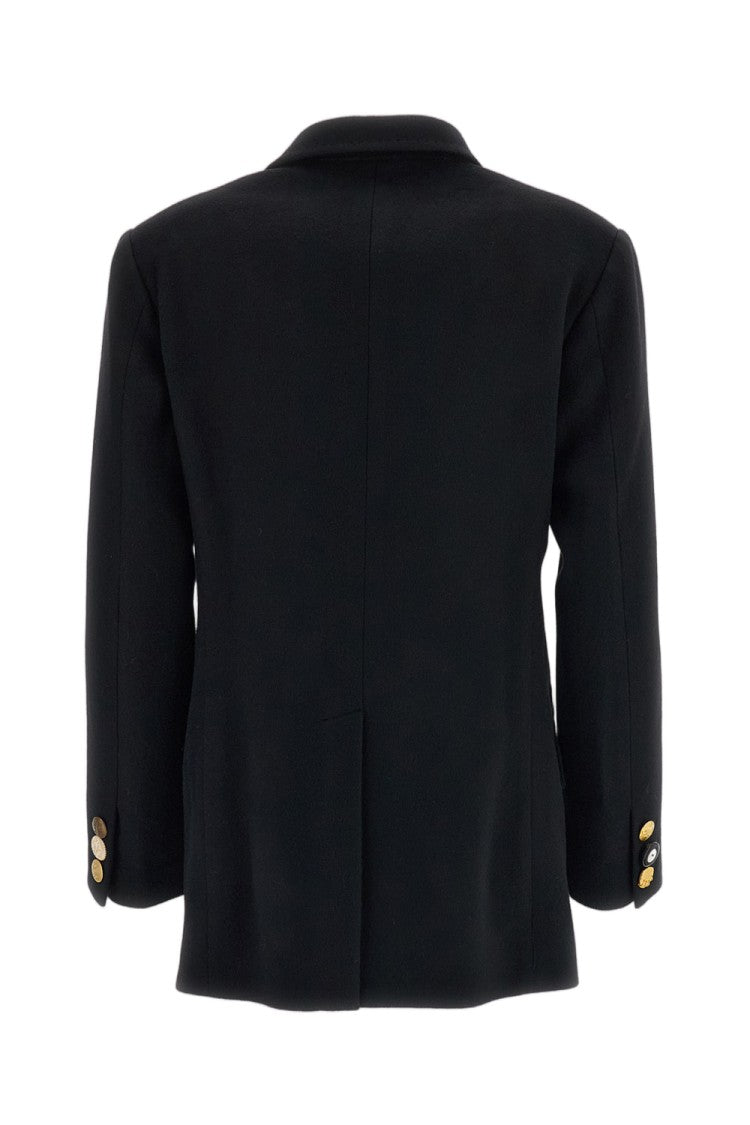 Junya Watanabe Black Wool-Cashmere Jewel Button Single-Breasted Jacket