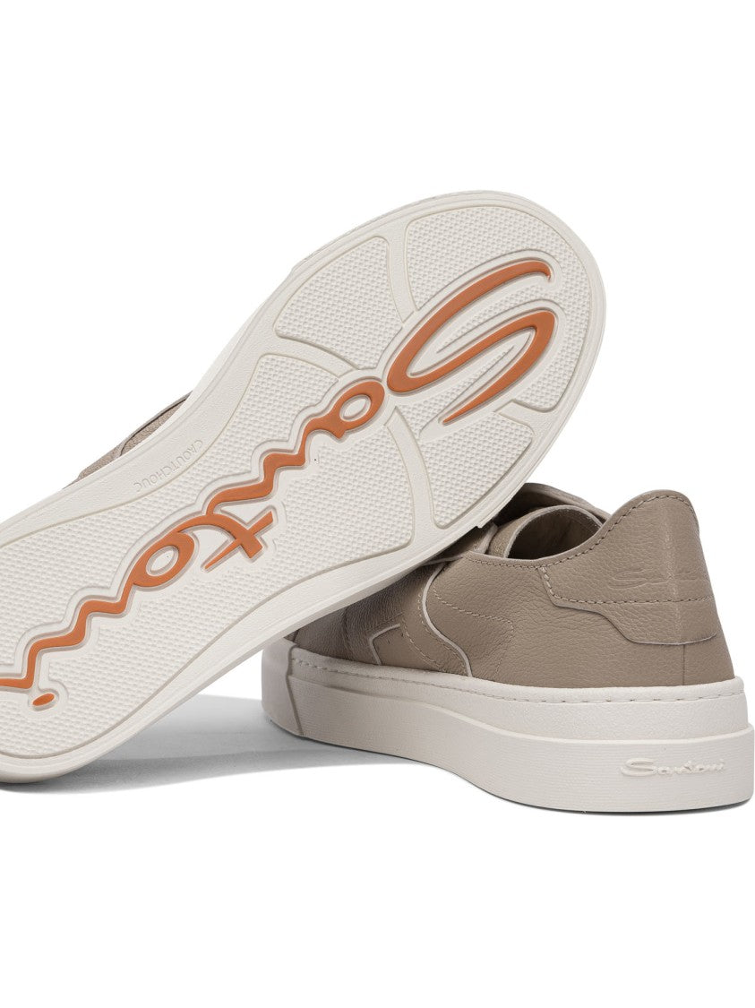 Santoni Slip-On Sneakers With Contrasting Rubber Sole