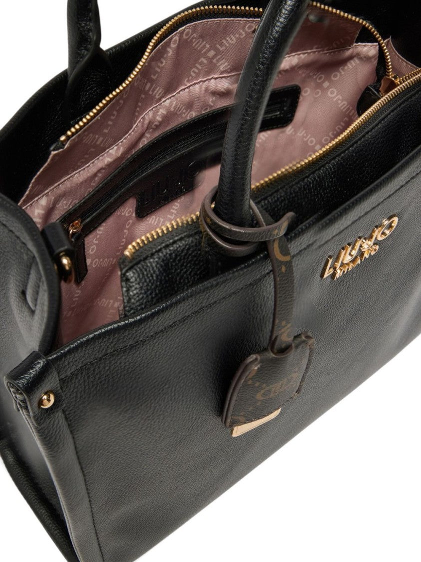 Liu Jo Structured Black Handbag With Metallic Logo