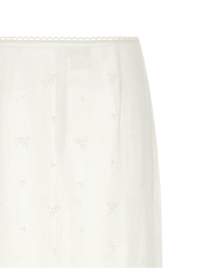 Magda Butrym Embroidered Midi Skirt With Sheath Silhouette And Back Split