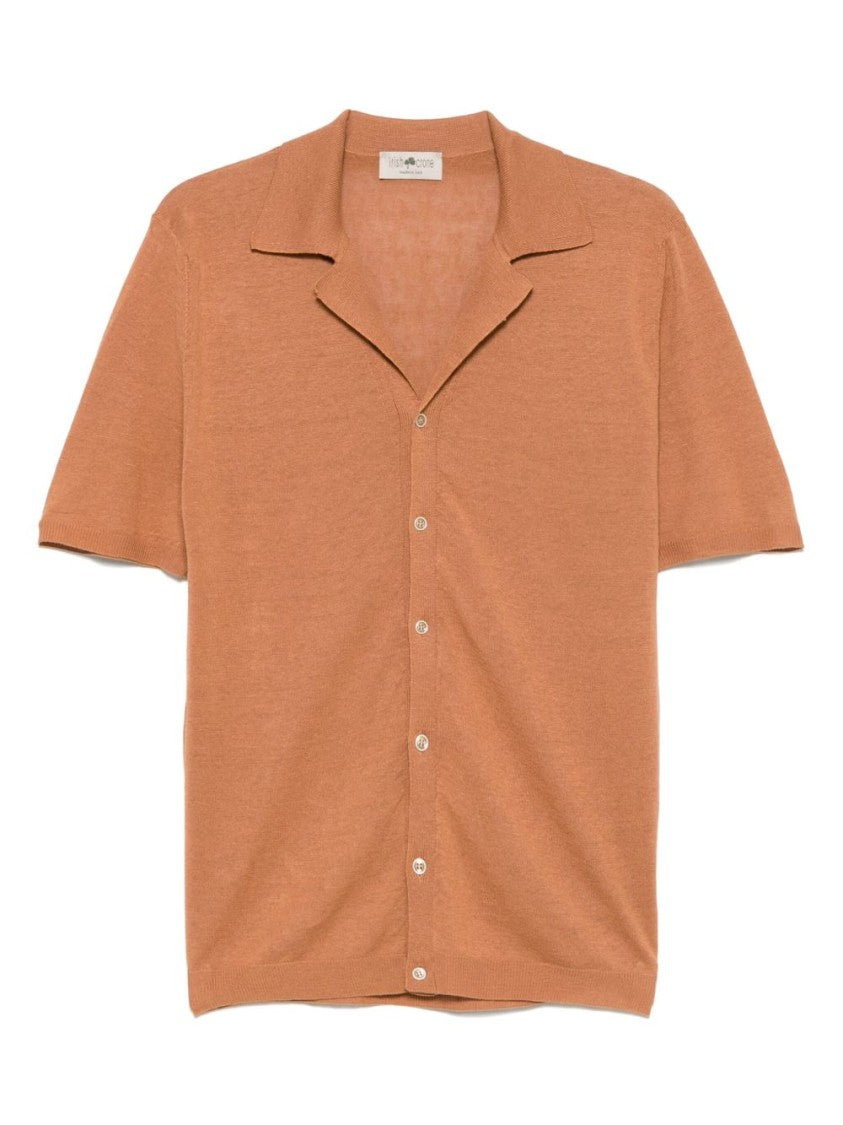 Irish Crone Camel Short-Sleeve Shirt With Classic Collar
