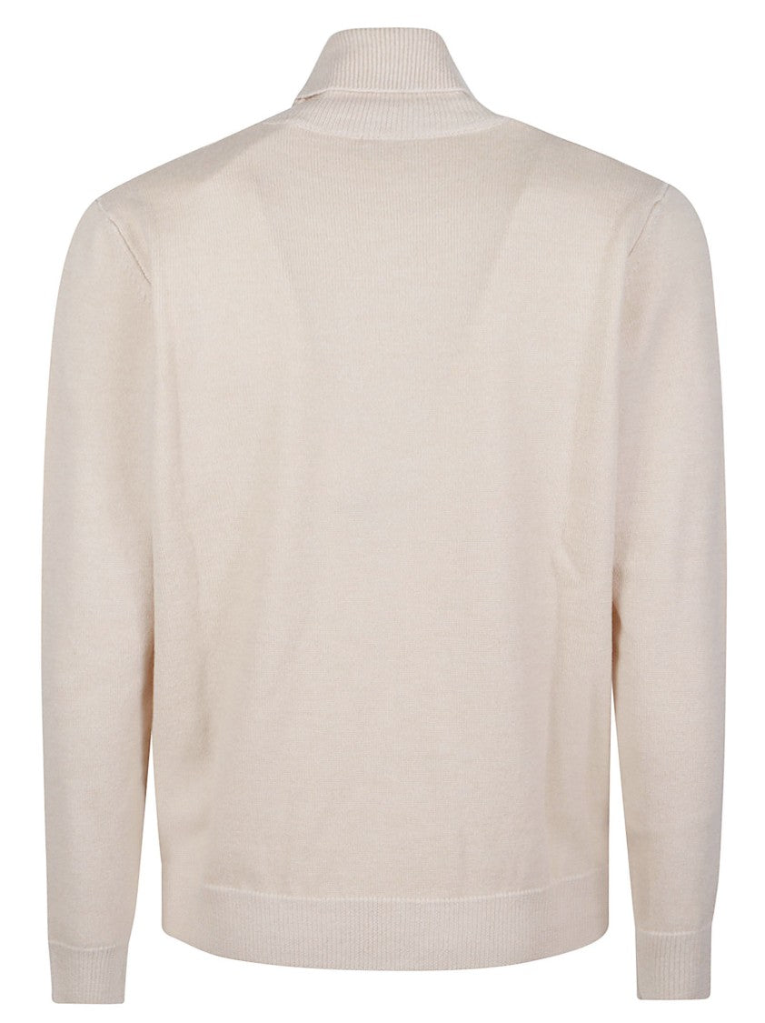 Lardini Finely Knit Ribbed Virgin Wool-Cashmere Turtleneck